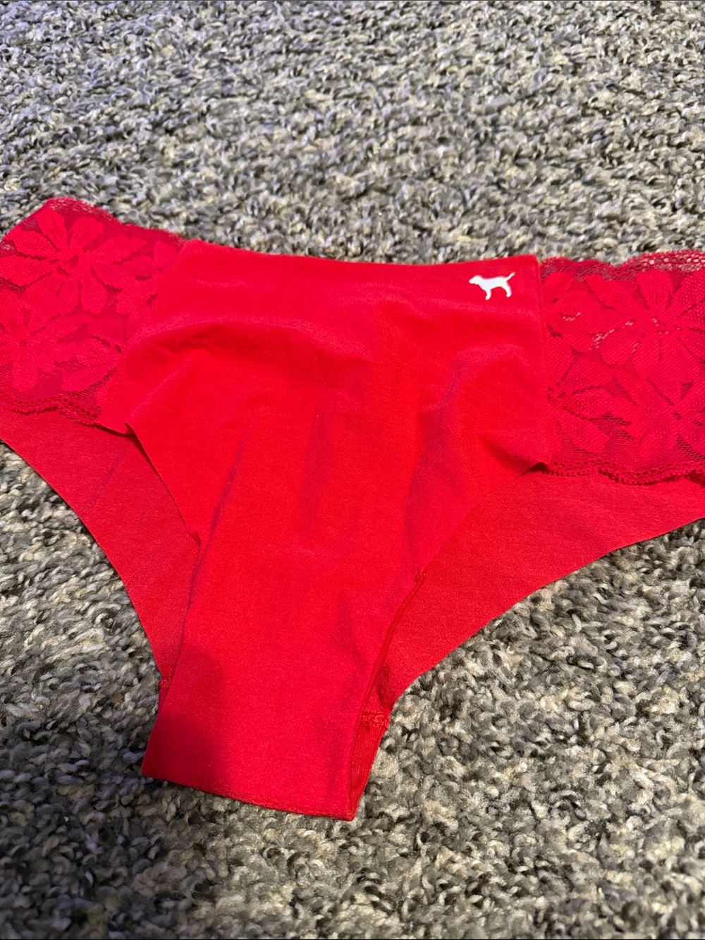 PINK Victoria's Secret Kids Red Lace-Trim Hipster Bottoms